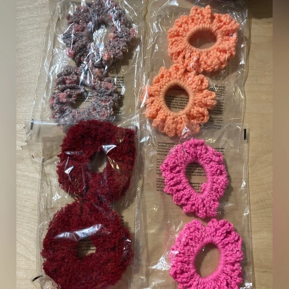 Hand Crochet Scrunchies set of 4 (AK1)